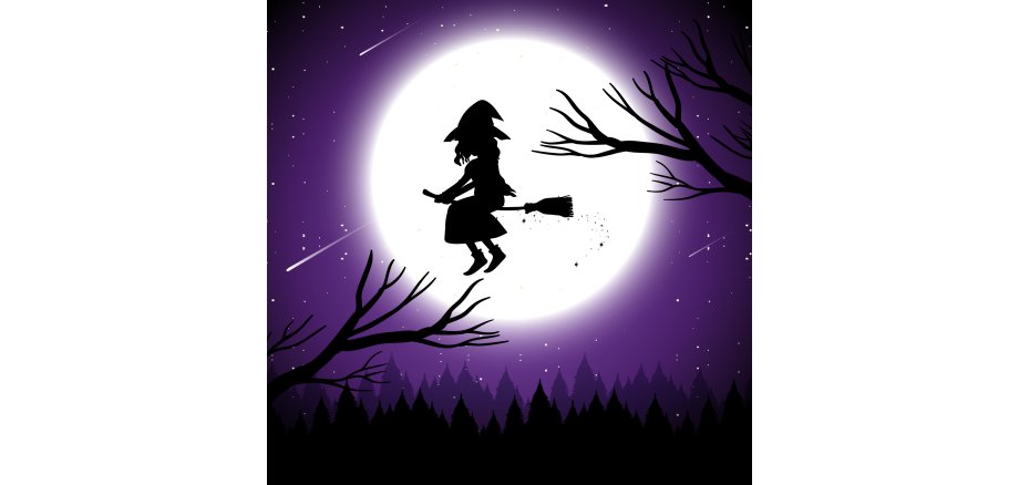 Halloween night background with witch silhouette illustration