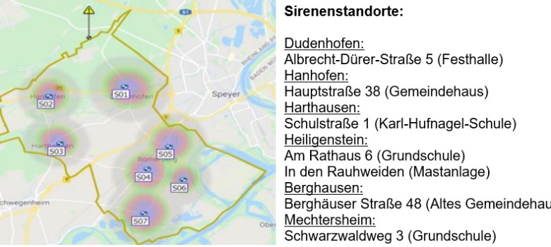 Standorte der Sirenen Standorte der Sirenen